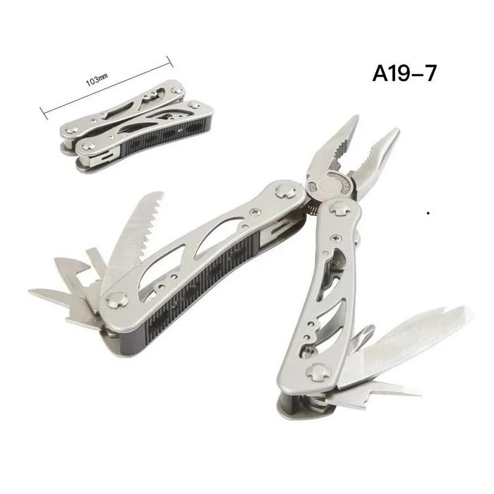 PINZA GRANDE MULTI HERRAMIENTAS COLOR PLATEADO CON FUNDA NEGRA