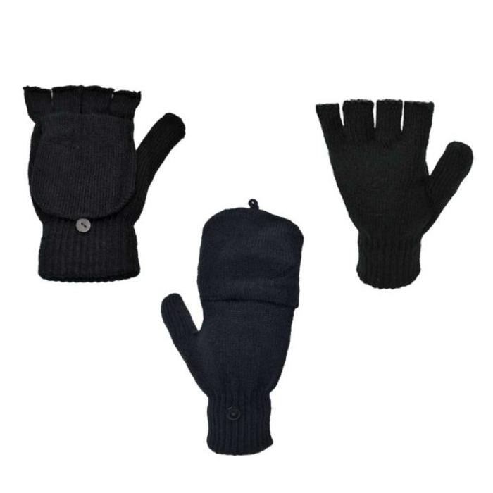 GUANTES TEJIDOS CON DEDOS CORTOS Y TAPA