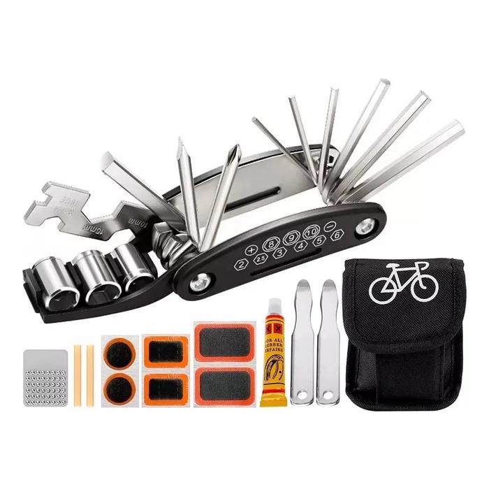 KIT DE HERRAMIENTAS PARA BICIBLETA 14 EN 1 + PARCHES