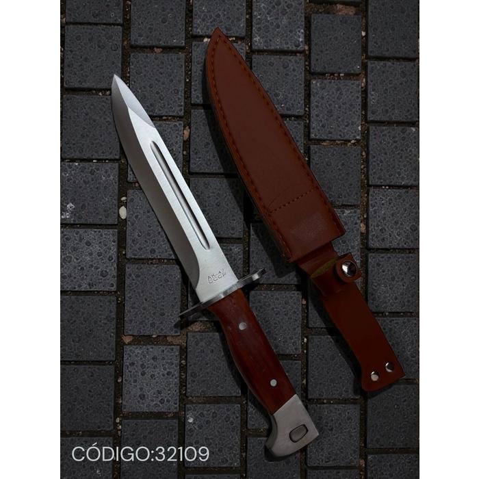 CUCHILLO TÁCTICO TIPO AK47 FUNDA TIPO CUERO