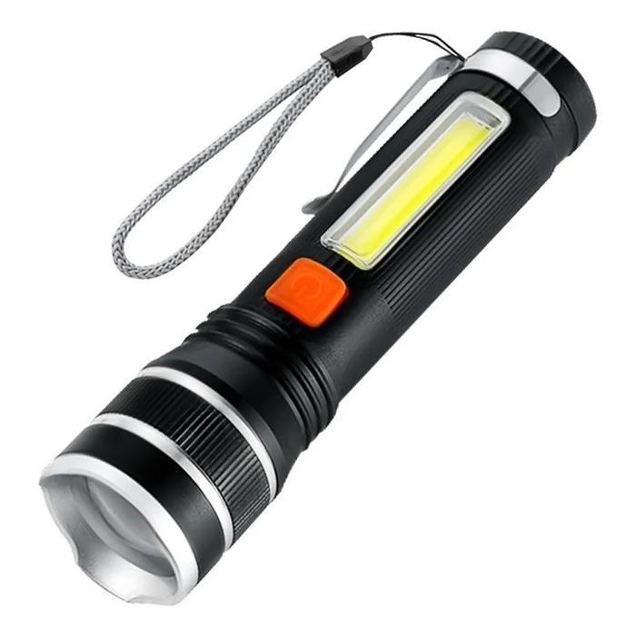 LINTERNA RECARGABLE CON 3 NIVEL DE LUZ Y BALIZA ROJA